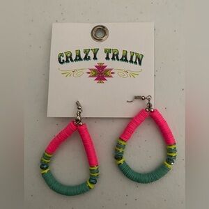 Crazy Train Neon Pink Drop Earrings